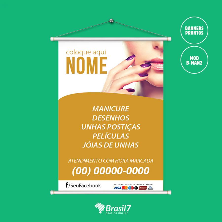 Modelo de banner para manicure | Arte Pronta + Impressão