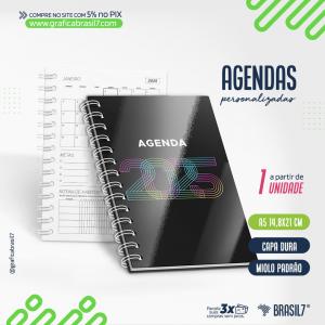 AGENDA DIÁRIA 2025 - 1DPP Miolo Padrão Capa Dura + 336 páginas Padrão Sulfite 63g 14,8x21cm Capa Personalizada Capa Laminação Frente Wire-o Branco Miolo Padrão - (168 folhas) com 336 páginas