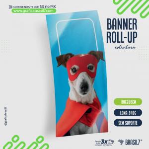 Banner para Roll Up Lona Brilho 340g 0,80x2m Colorido Frente   Sem Estrutura