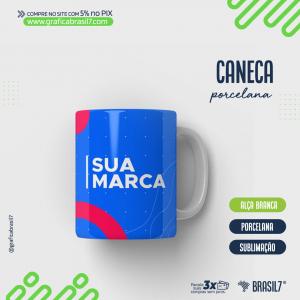 Caneca de Porcelana Alça Branca Porcelana Branca 9,6x22,3cm 4x0 Impressão colorida fora   