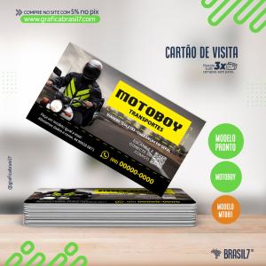 Cartão de Visita para Motoboy, Motofrete Couche 250g 8,8x4,8cm  Verniz Total Frente Corte Reto LINHA ECONÔMICA