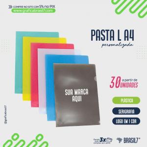 Pasta L A4 Plastica PVC Plástico 22,5x33cm 1 cor de impressão Impressão Serigráfica  